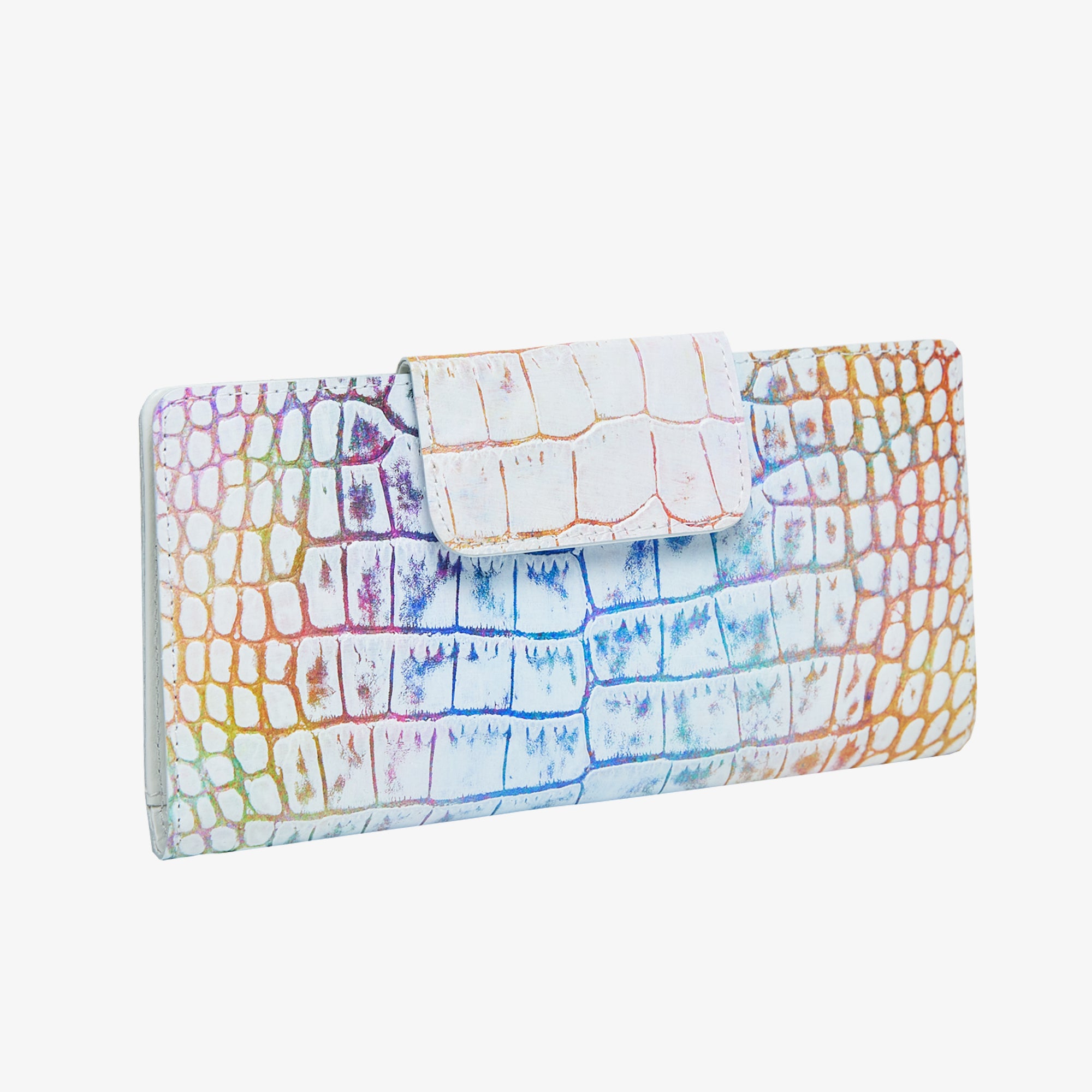 Arco (アルコ) 虹色に輝くクロコ調薄マチ二つ折り長財布 – VIA DOAN