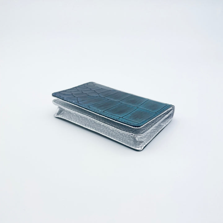 TOUT Y EST クロコダイル型押し カードホルダー 牛革クロコ型押し×ゴールド＆シルバーコンビ カードホルダー