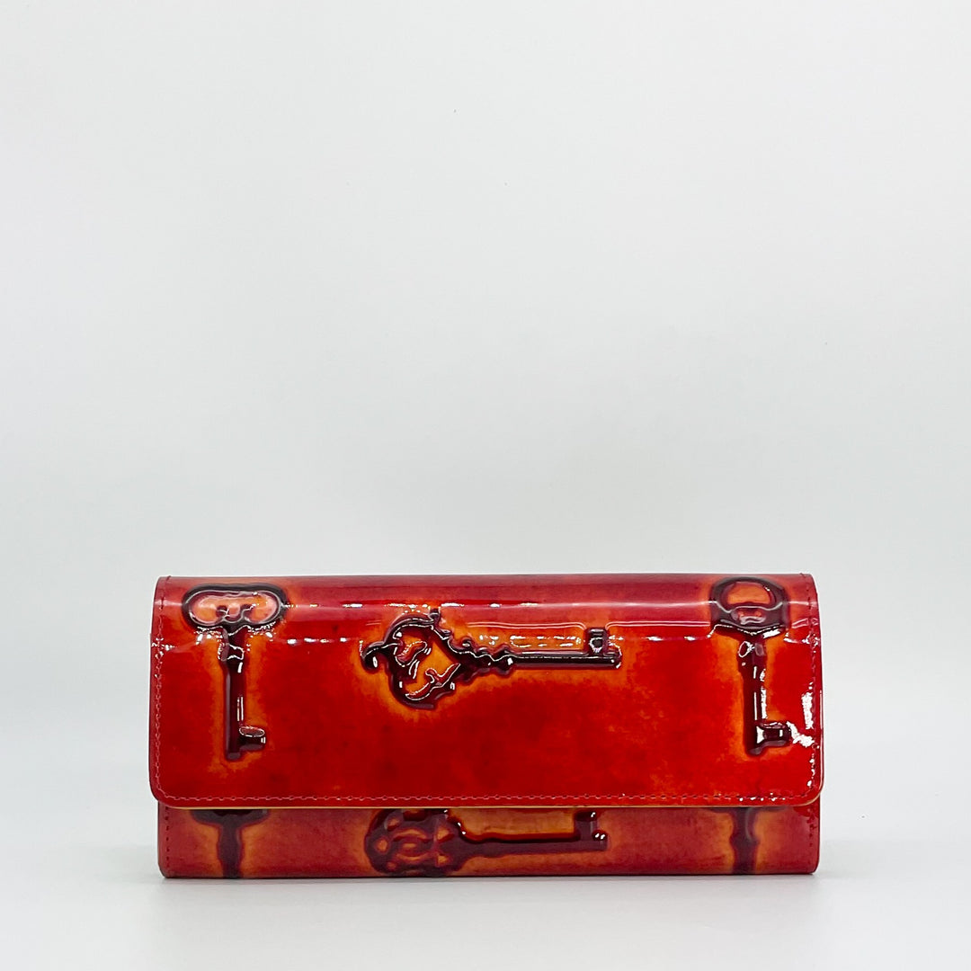 昭和 レトロ 生地 使用 長財布 Retro(レトロ) イタリア製牛革のアンティークなかぶせ型長財布